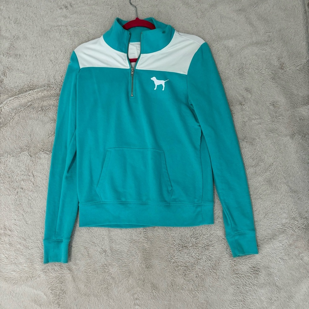 Victorias Secret PINK Turquoise Half Zip
